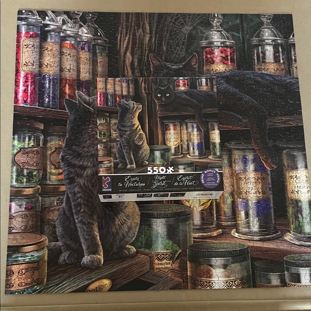 Ceaco 550-Piece Cat and Potion Puzzle - Black and Gray - Picture 2 of 4